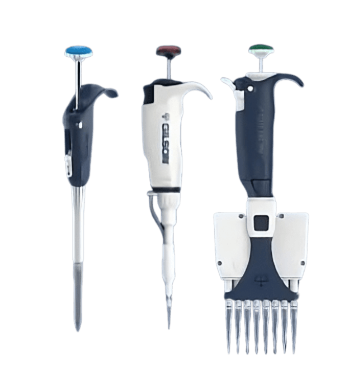 Micropipetas de laboratorio profesionales - monocanal, electrónica y multicanal para análisis de precisión